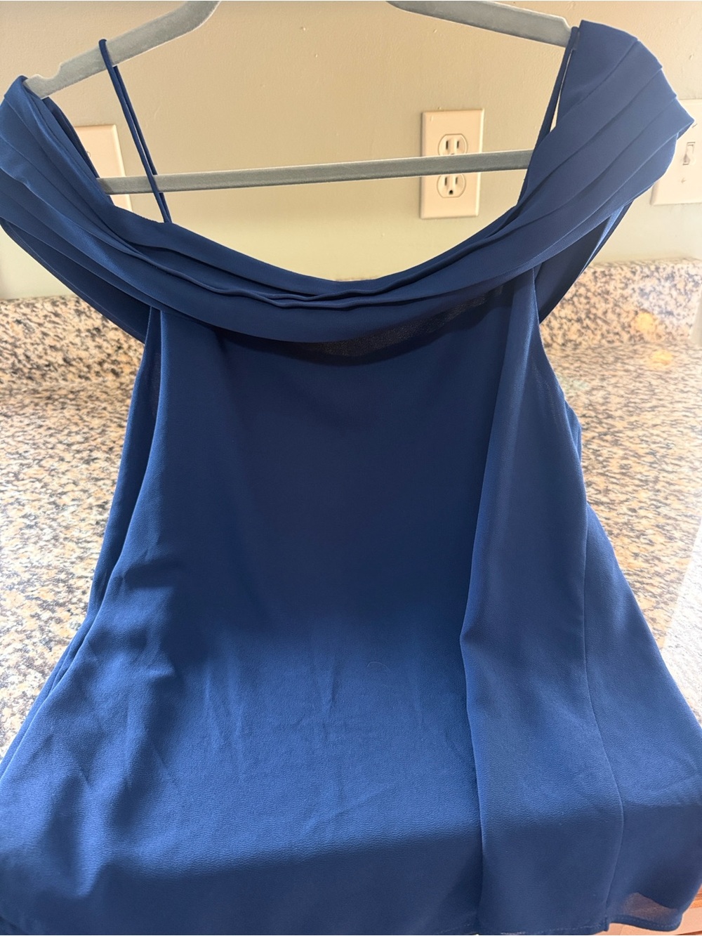Naked Zebra Pleated Neck Blouse in Blue Size Medium Like New